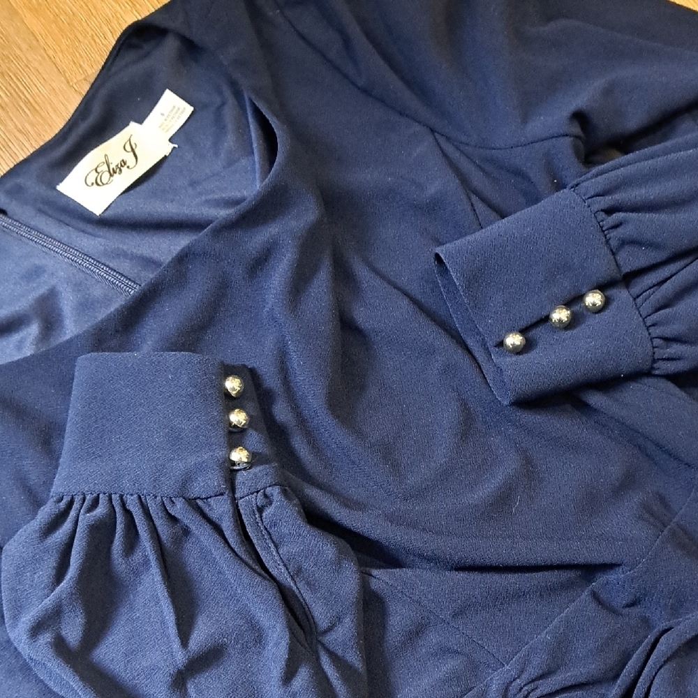 Eliza J Midnight Blue Long Sleeve Dress - Picture 4 of 4